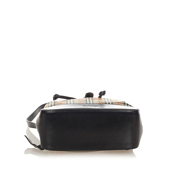 バーバリー ノバチェック ベージュ ブラック キャンバス レザー リュック バックパック レディース BURBERRY 【中古】