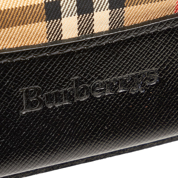 バーバリー ノバチェック ベージュ ブラック キャンバス レザー リュック バックパック レディース BURBERRY 【中古】