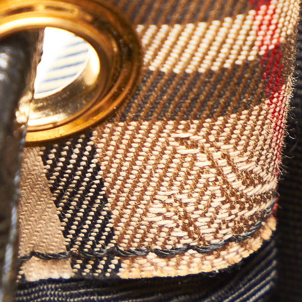 バーバリー ノバチェック ベージュ ブラック キャンバス レザー リュック バックパック レディース BURBERRY 【中古】