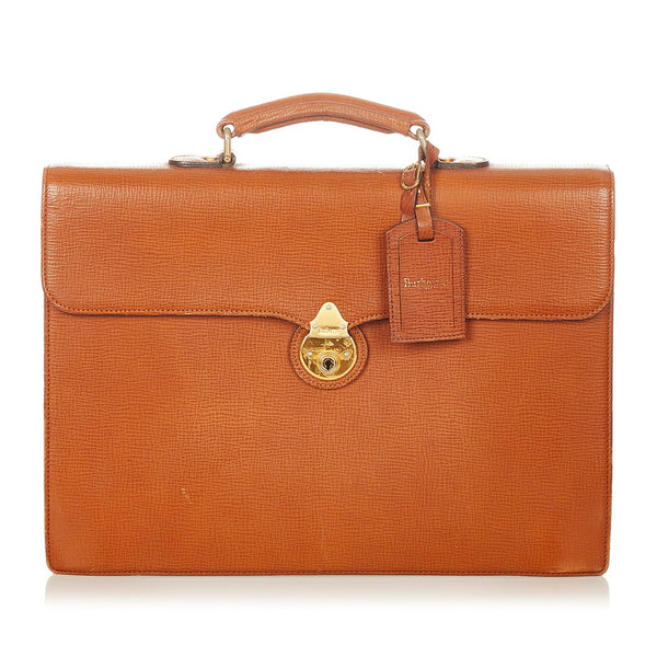 バーバリー ブラウン レザー ビジネスバッグ メンズ BURBERRY 【中古】