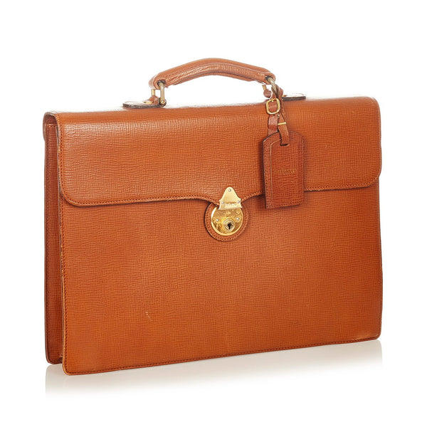 バーバリー ブラウン レザー ビジネスバッグ メンズ BURBERRY 【中古】
