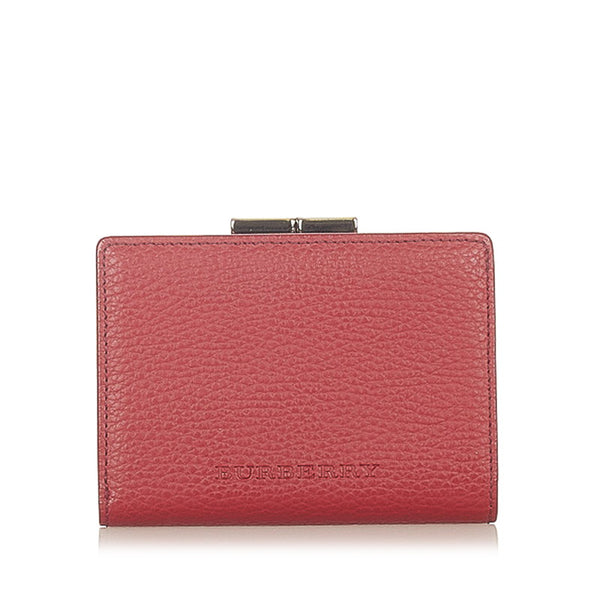 バーバリー レッド レザー 二つ折り財布 レディース BURBERRY 【中古】