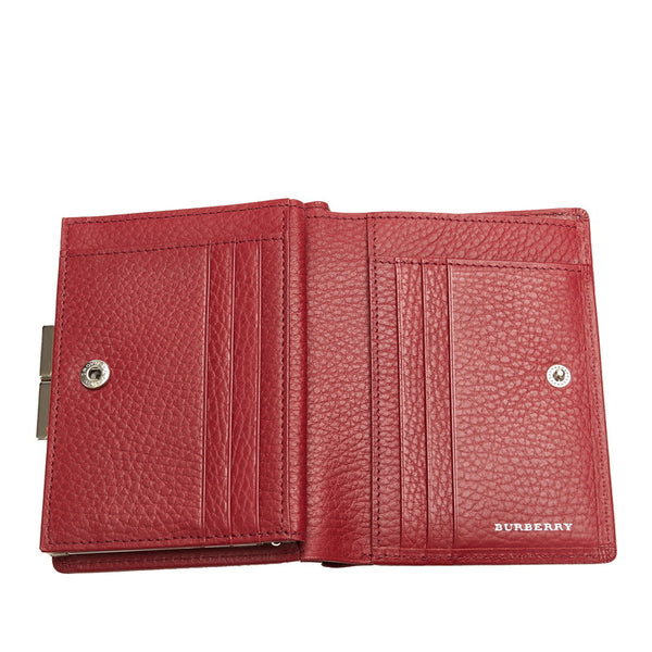 バーバリー レッド レザー 二つ折り財布 レディース BURBERRY 【中古】