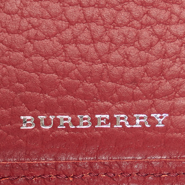 バーバリー レッド レザー 二つ折り財布 レディース BURBERRY 【中古】