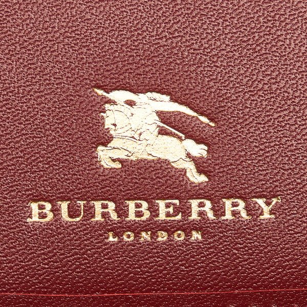 バーバリー ボルドー レザー 二つ折り財布 レディース BURBERRY 【中古】