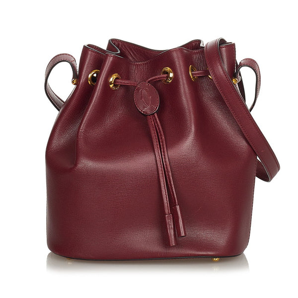 カルティエ マスト ボルドー レザー 斜め掛け ショルダーバッグ レディース CARTIER 【中古】