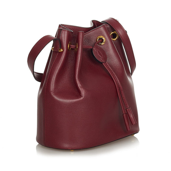 カルティエ マスト ボルドー レザー 斜め掛け ショルダーバッグ レディース CARTIER 【中古】