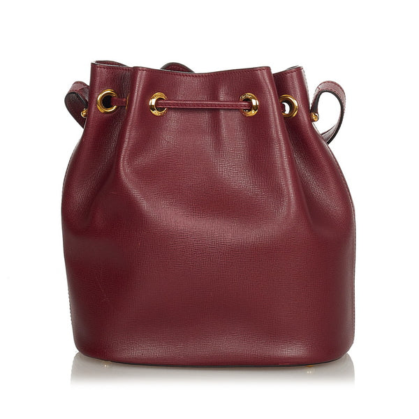 カルティエ マスト ボルドー レザー 斜め掛け ショルダーバッグ レディース CARTIER 【中古】