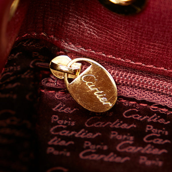 カルティエ マスト ボルドー レザー 斜め掛け ショルダーバッグ レディース CARTIER 【中古】