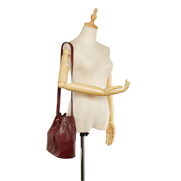 カルティエ マスト ボルドー レザー 斜め掛け ショルダーバッグ レディース CARTIER 【中古】