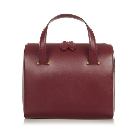 カルティエ マスト ドゥ カルティエ ボルドー カーフ ハンドバッグ ショルダーバッグ２WAY レディース CARTIER 【中古】