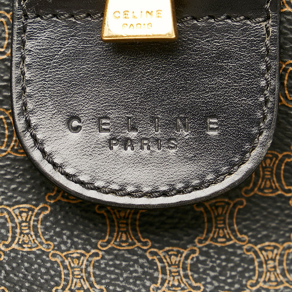 セリーヌ マカダム MC97/2 ブラック ブラウン PVC レザー ボストンバッグ トラベルバッグ レディース CELINE 【中古】