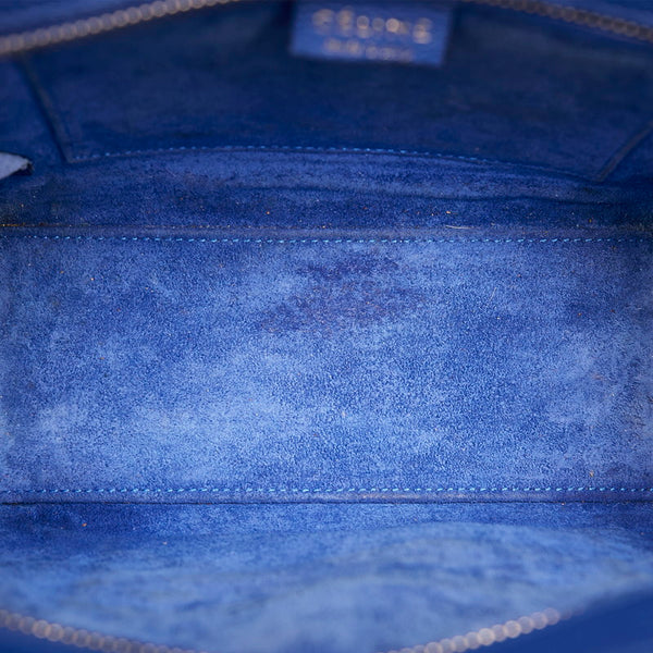 セリーヌ ラゲージナノショッパー ブルー レザー ハンドバッグ ショルダーバッグ２WAY レディース CELINE 【中古】