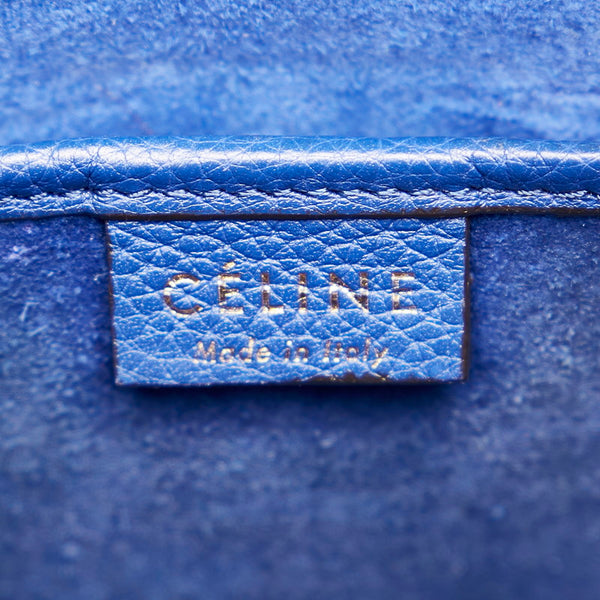 セリーヌ ラゲージナノショッパー ブルー レザー ハンドバッグ ショルダーバッグ２WAY レディース CELINE 【中古】