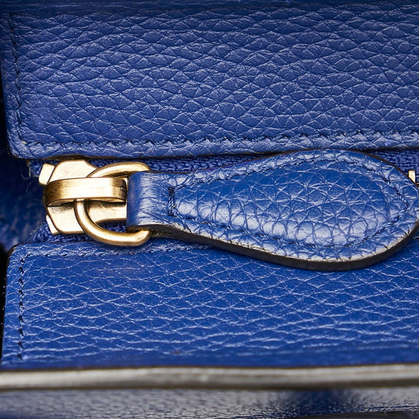 セリーヌ ラゲージナノショッパー ブルー レザー ハンドバッグ ショルダーバッグ２WAY レディース CELINE 【中古】