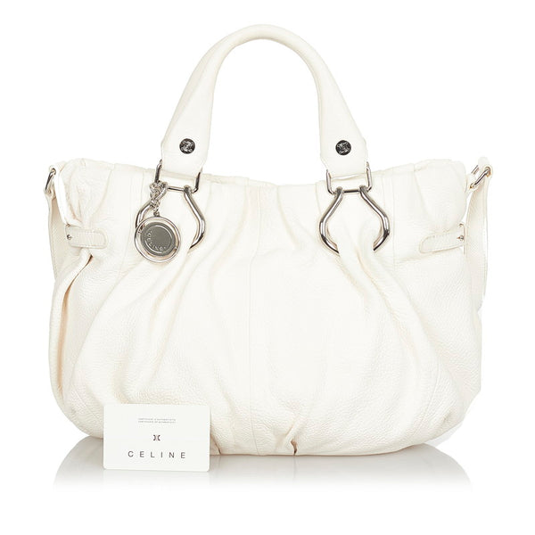 セリーヌ ピロースモール ハンドバッグ ショルダーバッグ 2way ホワイト アイボリー レザー レディース CELINE 【中古】