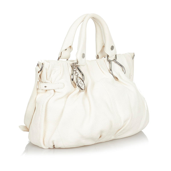 セリーヌ ピロースモール ハンドバッグ ショルダーバッグ 2way ホワイト アイボリー レザー レディース CELINE 【中古】