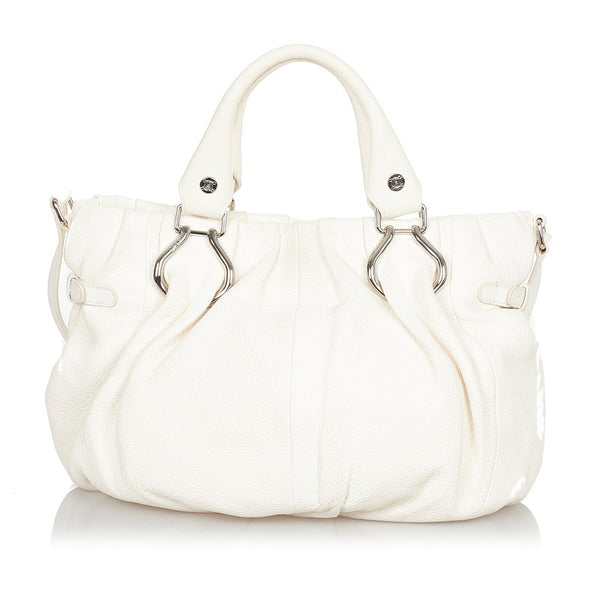 セリーヌ ピロースモール ハンドバッグ ショルダーバッグ 2way ホワイト アイボリー レザー レディース CELINE 【中古】