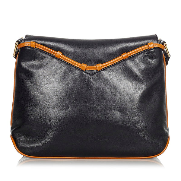 セリーヌ ブラゾン ブラック ブラウン レザー ショルダーバッグ  CELINE 【中古】