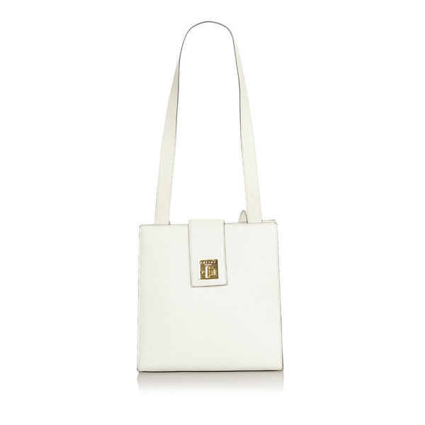 セリーヌ ホワイト レザー ショルダーバッグ レディース CELINE 【中古】