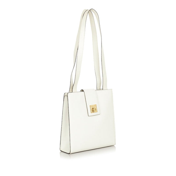 セリーヌ ホワイト レザー ショルダーバッグ レディース CELINE 【中古】