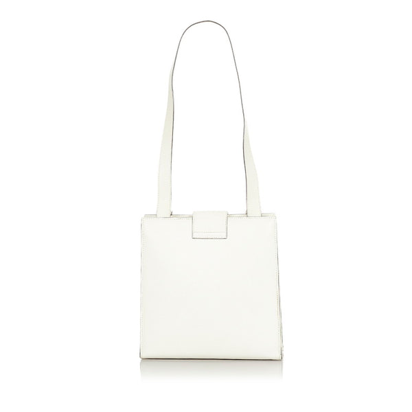 セリーヌ ホワイト レザー ショルダーバッグ レディース CELINE 【中古】