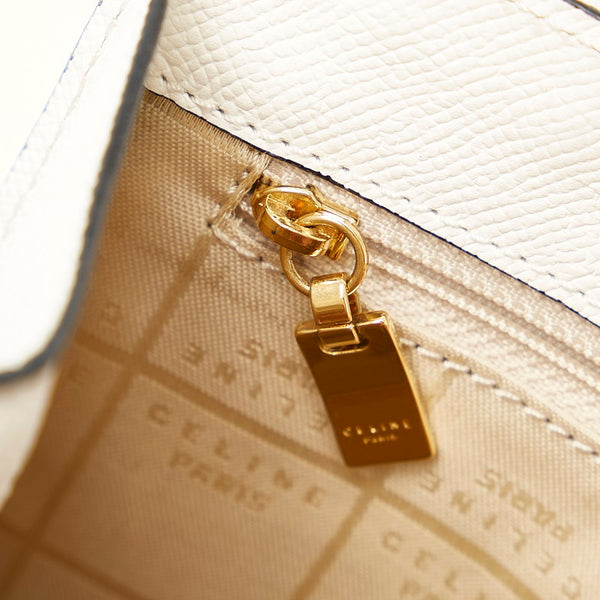 セリーヌ ホワイト レザー ショルダーバッグ レディース CELINE 【中古】