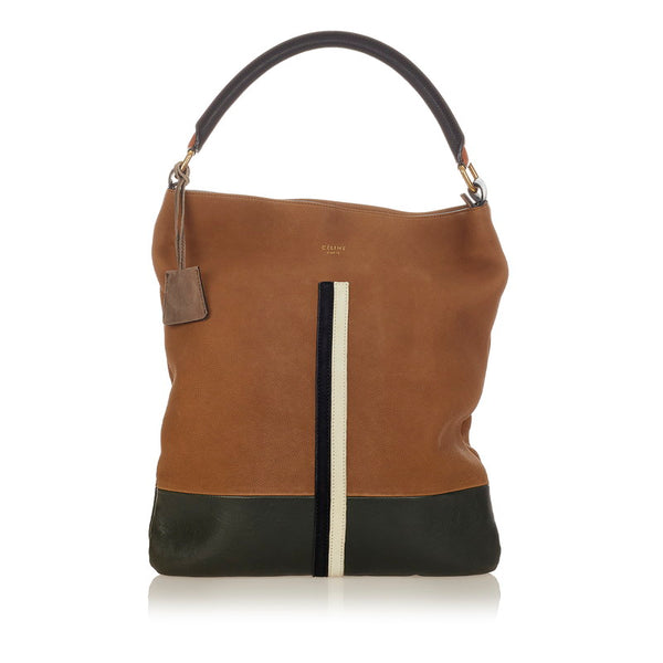 セリーヌ S-CE-1009 ブラウン グレー レザー ショルダーバッグ トートバッグ レディース CELINE 【中古】