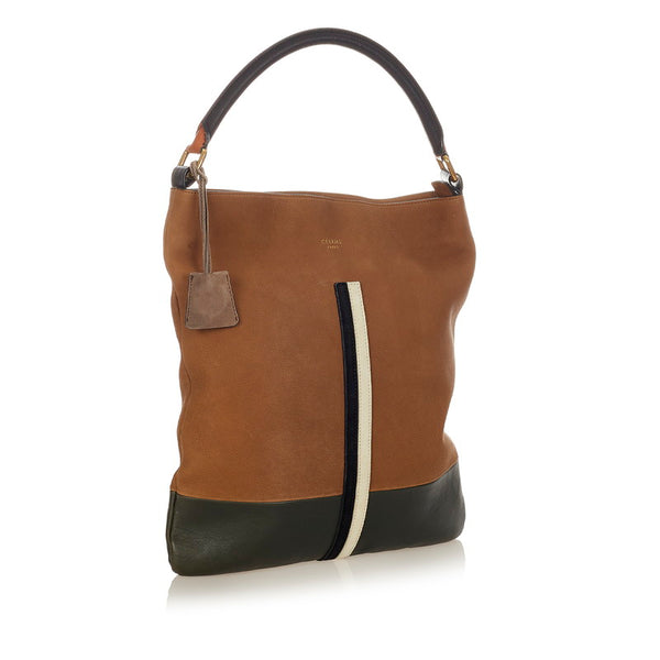 セリーヌ S-CE-1009 ブラウン グレー レザー ショルダーバッグ トートバッグ レディース CELINE 【中古】