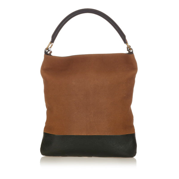 セリーヌ S-CE-1009 ブラウン グレー レザー ショルダーバッグ トートバッグ レディース CELINE 【中古】