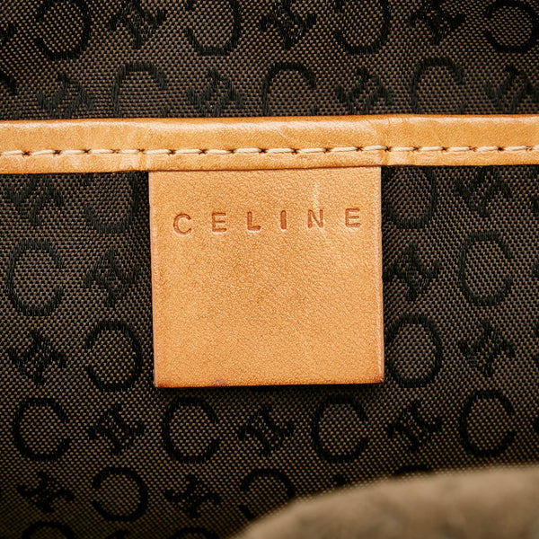 セリーヌ Ｃマカダム MC00/2 カーキ ブラウン スウェード レザー ショルダーバッグ レディース CELINE 【中古】