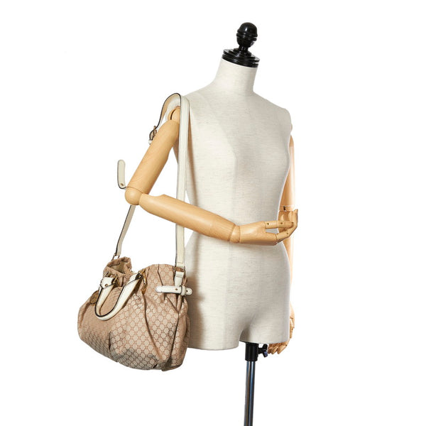 セリーヌ マカダム WC-ST-0049 ベージュ アイボリー キャンバス レザー ハンドバッグ ショルダーバッグ２WAY レディース CELINE 【中古】