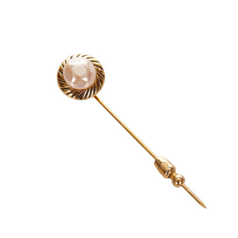 シャネル ゴールド メッキ フェイクパール ピンブローチ レディース CHANEL 【中古】