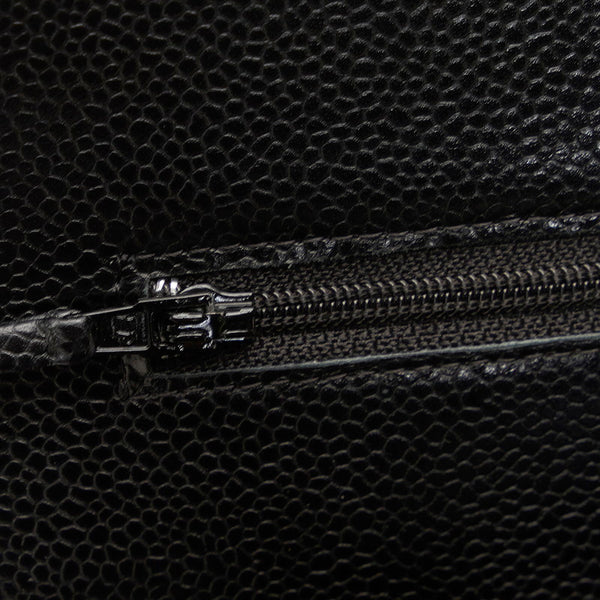 シャネル マトラッセ ブラック キャビアスキン ウォレットチェーン レディース CHANEL 【中古】
