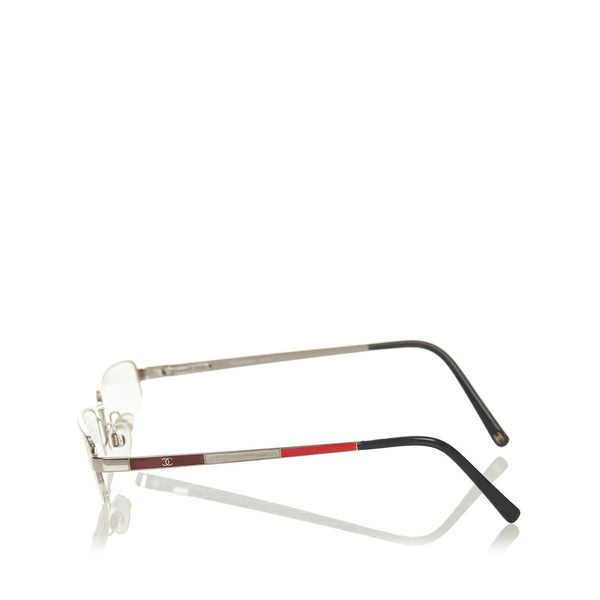シャネル シルバー レッド ブラック メタル プラスチック メガネ レディース CHANEL 【中古】