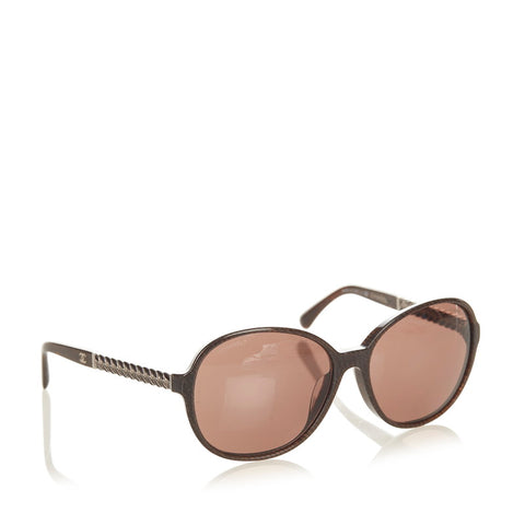 シャネル c.1411 ブラウン プラスチック サングラス レディース CHANEL 【中古】