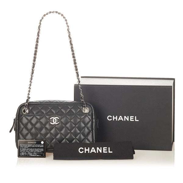 シャネル マトラッセ ブラック キャビアスキン ショルダーバッグ レディース CHANEL 【中古】