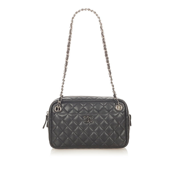 シャネル マトラッセ ブラック キャビアスキン ショルダーバッグ レディース CHANEL 【中古】