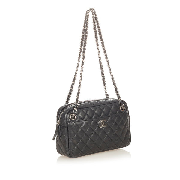 シャネル マトラッセ ブラック キャビアスキン ショルダーバッグ レディース CHANEL 【中古】