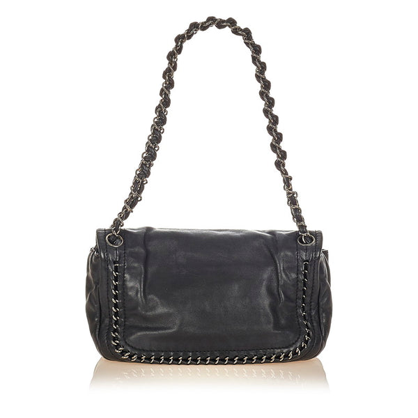 シャネル ココマーク チェーン ショルダーバッグ ブラック ラムスキン メタル レディース CHANEL 【中古】
