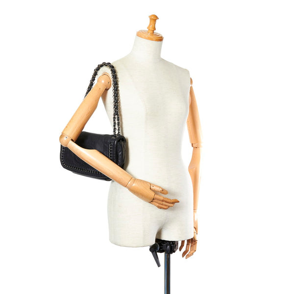 シャネル ココマーク チェーン ショルダーバッグ ブラック ラムスキン メタル レディース CHANEL 【中古】