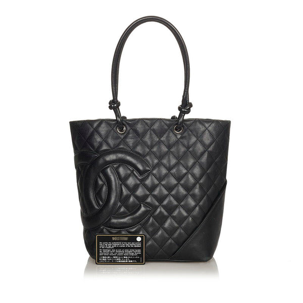 シャネル カンボンライン ブラック カーフ トートバッグ レディース CHANEL 【中古】