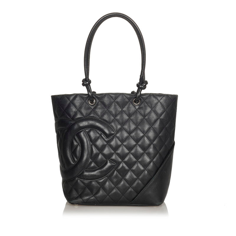 シャネル カンボンライン ブラック カーフ トートバッグ レディース CHANEL 【中古】