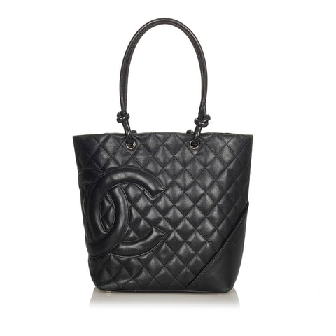 シャネル カンボンライン ブラック カーフ トートバッグ レディース CHANEL 【中古】