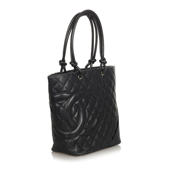 シャネル カンボンライン ブラック カーフ トートバッグ レディース CHANEL 【中古】