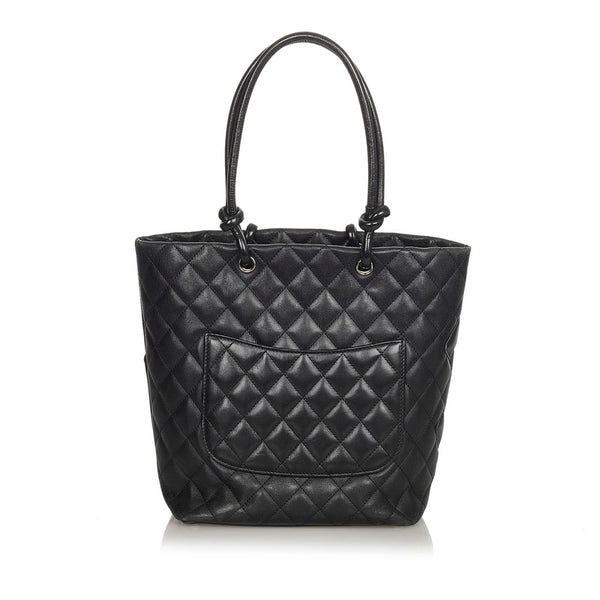 シャネル カンボンライン ブラック カーフ トートバッグ レディース CHANEL 【中古】