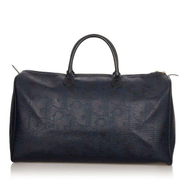 クリスチャンディオール トロッター ネイビー PVC レザー ボストンバッグ レディース Christian Dior 【中古】