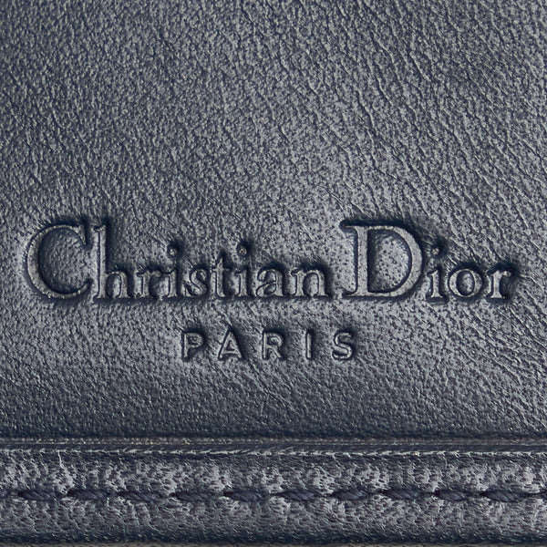 クリスチャンディオール トロッター ネイビー グレー キャンバス レザー キーケース レディース Christian Dior 【中古】