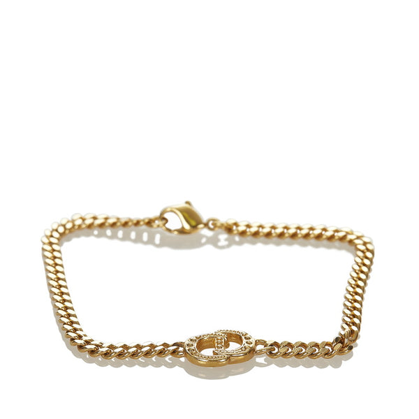 クリスチャンディオール ゴールド メッキ キュービック・ジルコニア リボンモチーフ・ ロゴモチーフ ネックレス２点 ブレス1点セット ネックレス レディース Christian Dior 【中古】