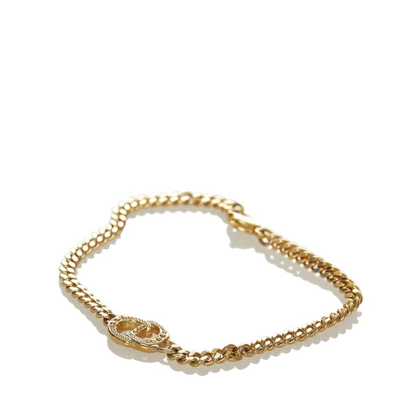 クリスチャンディオール ゴールド メッキ キュービック・ジルコニア リボンモチーフ・ ロゴモチーフ ネックレス２点 ブレス1点セット ネックレス レディース Christian Dior 【中古】